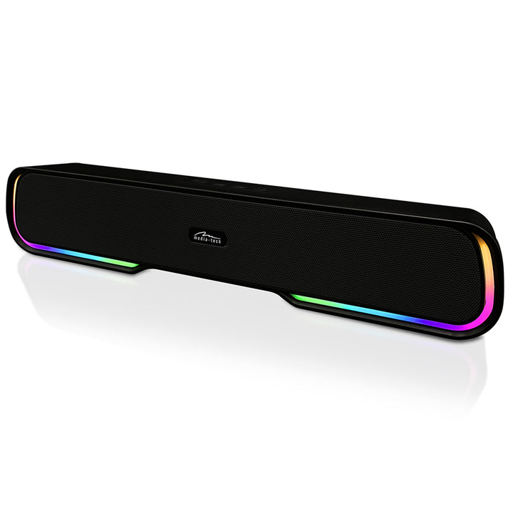 Tragbarer Bluetooth-Soundbar-Lautsprecher, mehrfarbige RGB-Hintergrundbeleuchtung, RMS 10 W, PMPO 450 W, FM-Radio, MP3. AUX, integrierte wiederaufladbare Batterie, Media-Tech PHANTOM BT