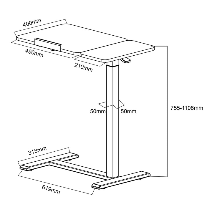 Mobiler Schreibtisch/Laptopständer Maclean, weiß, höhenverstellbar 76-109cm, max. 30kg , MC-120 W