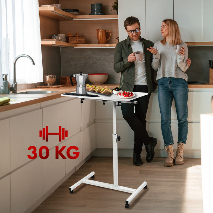 Mobiler Schreibtisch/Laptop-Ständer Maclean, weiß, höhenverstellbar 59-89cm, max. 30kg , MC-121 W