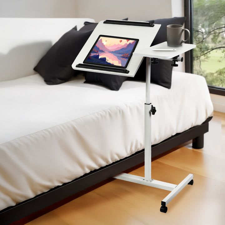Mobiler Schreibtisch/Laptop-Ständer Maclean, weiß, höhenverstellbar 59-89cm, max. 30kg , MC-121 W