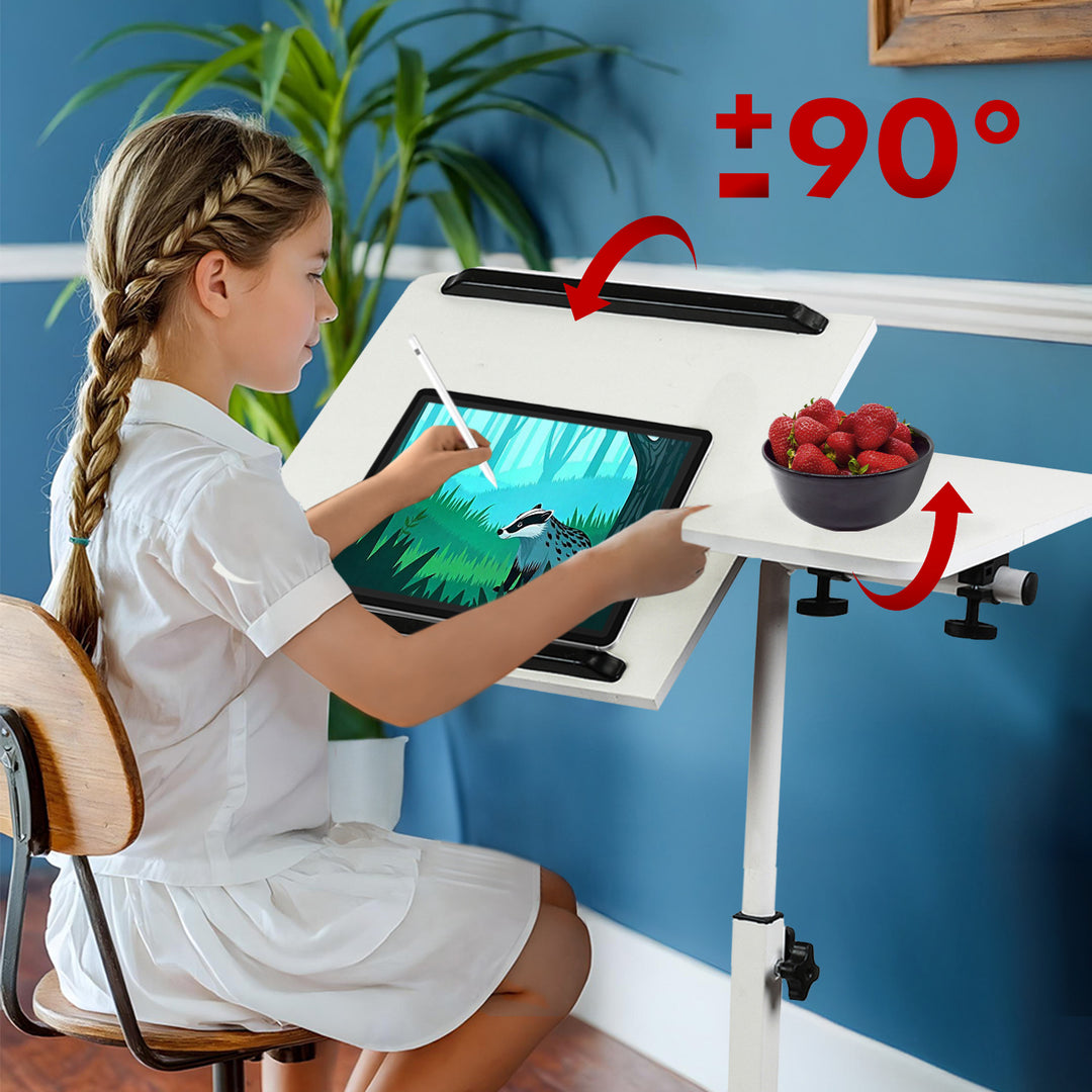 Mobiler Schreibtisch/Laptop-Ständer Maclean, weiß, höhenverstellbar 59-89cm, max. 30kg , MC-121 W