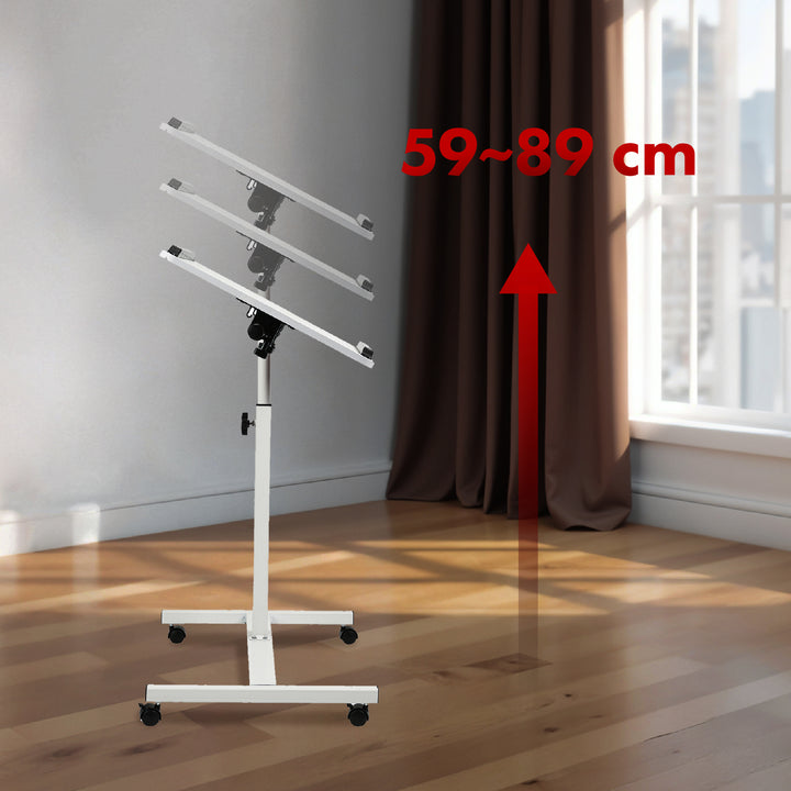 Mobiler Schreibtisch/Laptop-Ständer Maclean, weiß, höhenverstellbar 59-89cm, max. 30kg , MC-121 W