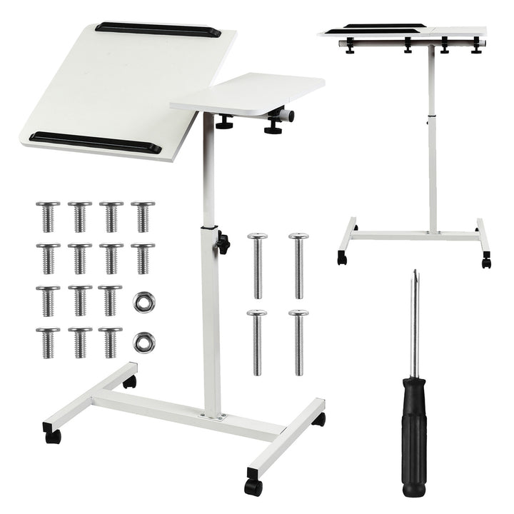 Mobiler Schreibtisch/Laptop-Ständer Maclean, weiß, höhenverstellbar 59-89cm, max. 30kg , MC-121 W