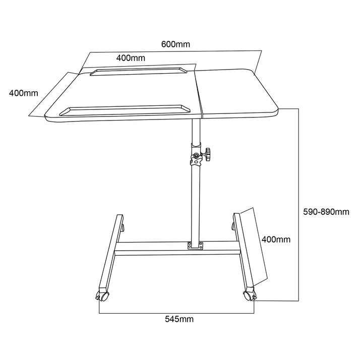 Mobiler Schreibtisch/Laptop-Ständer Maclean, schwarz, höhenverstellbar 59-89cm, max. 30kg , MC-121 B