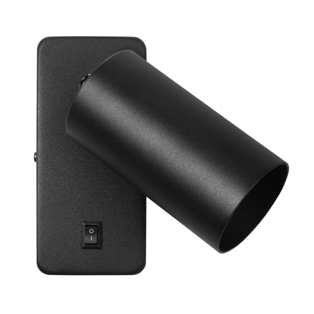 Maclean Wandlampe / Wandleuchte, Spot, rund, GU10, mit 55x90mm Schalter, schwarz, MCE369 B+LED Leuchtmittel GU10 7W Maclean Energy MCE437 NW neutralweiß 4000K, 220-240V~, 50/60Hz, 490 Lumen