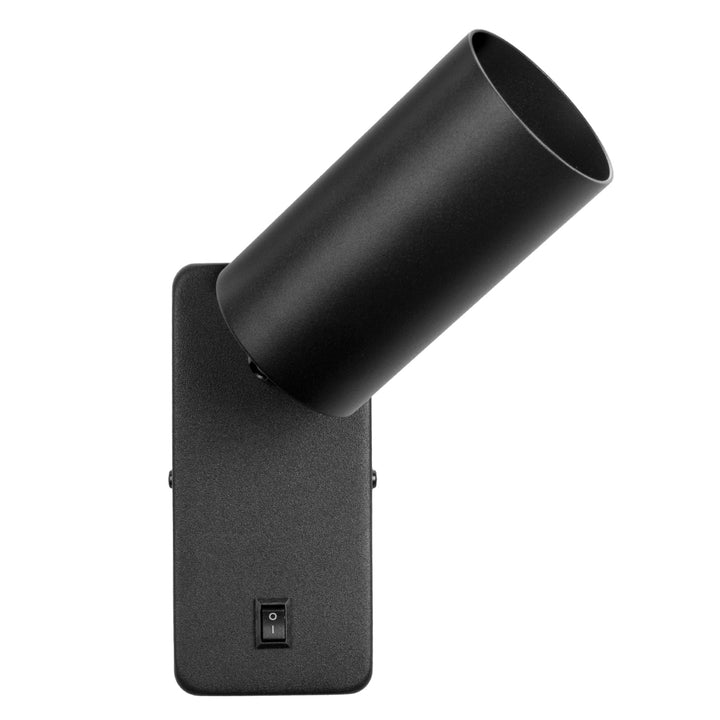 Maclean Wandlampe / Wandleuchte, Spot, rund, GU10, mit 55x90mm Schalter, schwarz, MCE369 B+LED Leuchtmittel GU10 7W Maclean Energy MCE437 NW neutralweiß 4000K, 220-240V~, 50/60Hz, 490 Lumen