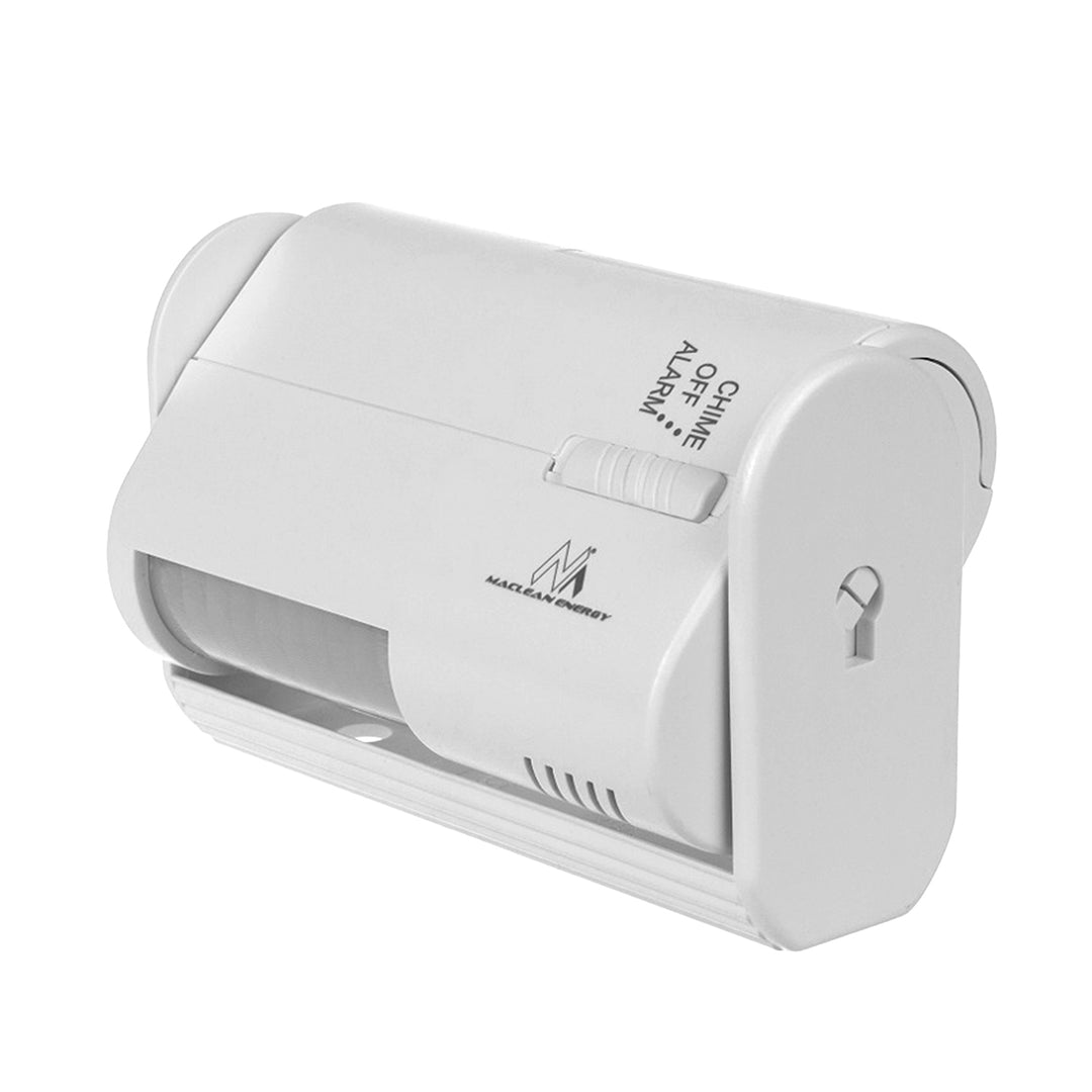 Maclean Funk-Eingangssignalgeber, PIR-Sensor, Reichweite 8m, betrieben mit einer 9V DC Batterie, Lautstärke über 70dB, MCE311 W, 2 Stück