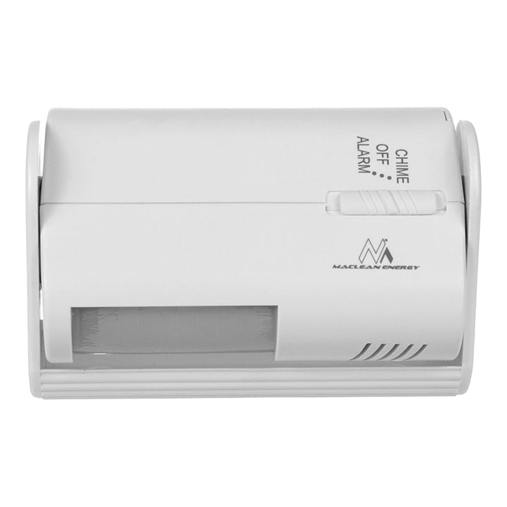 Maclean Funk-Eingangssignalgeber, PIR-Sensor, Reichweite 8m, betrieben mit einer 9V DC Batterie, Lautstärke über 70dB, MCE311 W, 2 Stück