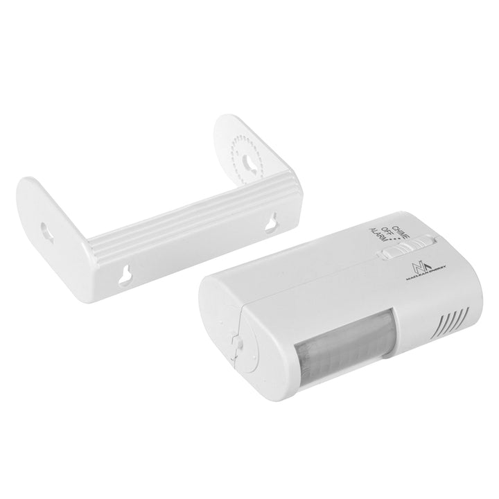 Maclean Funk-Eingangssignalgeber, PIR-Sensor, Reichweite 8m, betrieben mit einer 9V DC Batterie, Lautstärke über 70dB, MCE311 W, 2 Stück