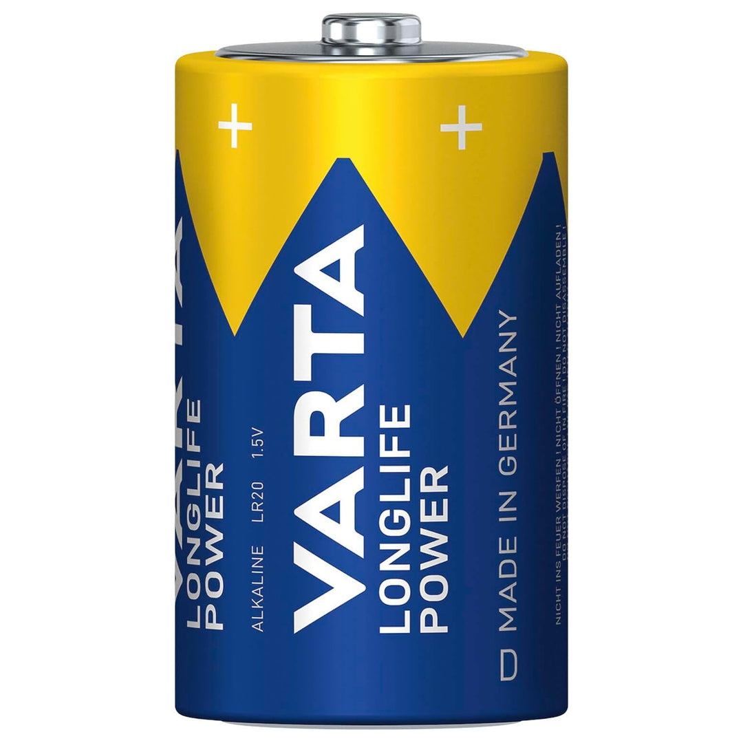VARTA Longlife Power, 2 Alkali-Batterien, Größe D / R20, 1,5V
