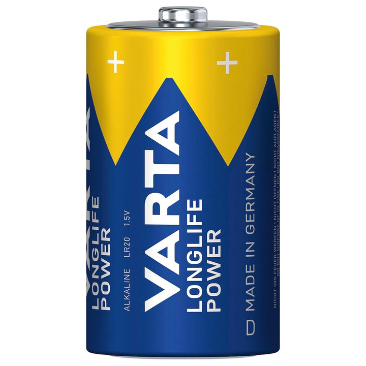 VARTA Longlife Power, 2 Alkali-Batterien, Größe D / R20, 1,5V