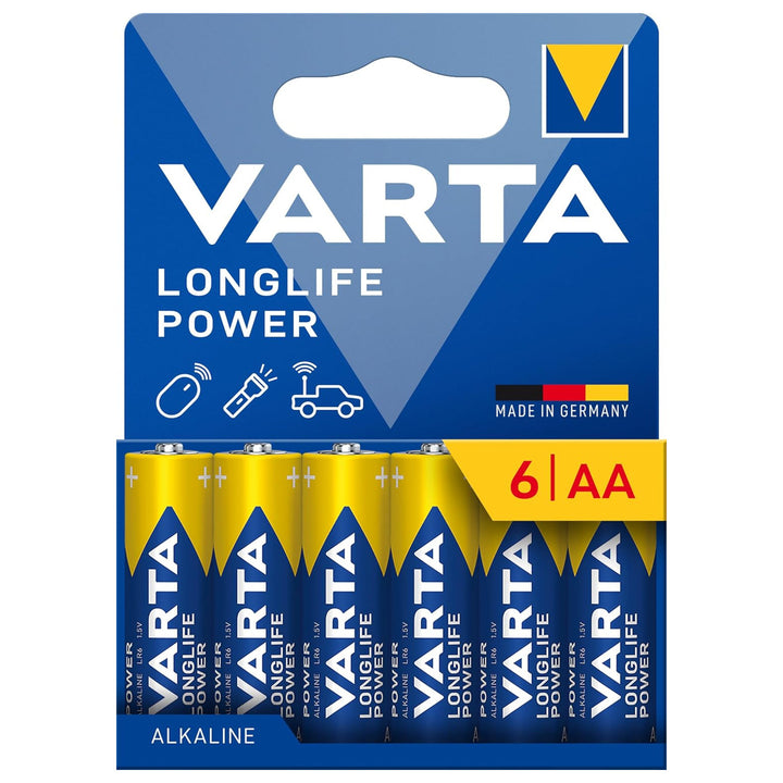 VARTA Longlife Power, 6 AA-Alkalibatterien, LR06, 1,5V