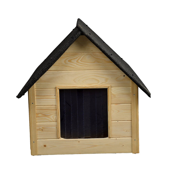 XL-Hundehütte Woodok, isoliert, Holz, groß XL, Selbstmontage und Anstrich, imprägnierte Eiche gebleicht, für Hunde bis 20kg