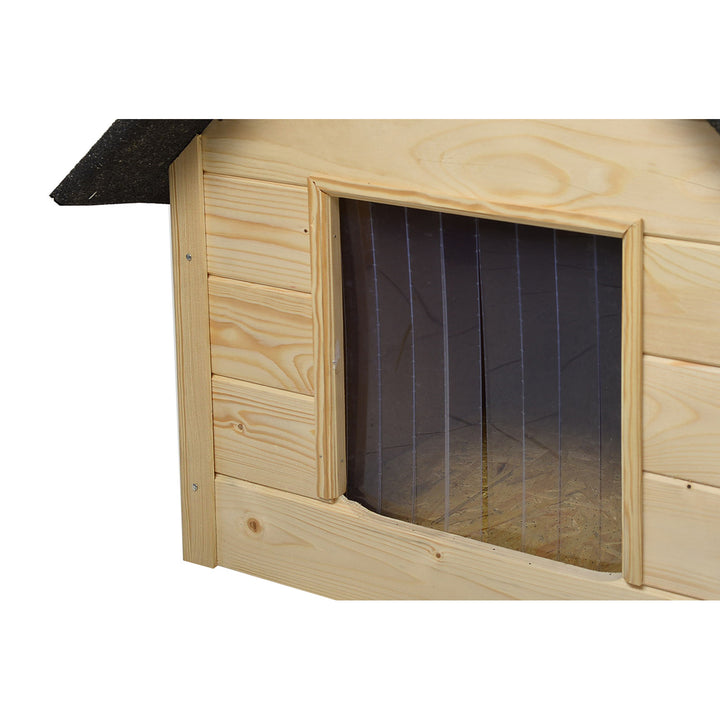 XL-Hundehütte Woodok, isoliert, Holz, groß XL, Selbstmontage und Anstrich, imprägnierte Eiche gebleicht, für Hunde bis 20kg