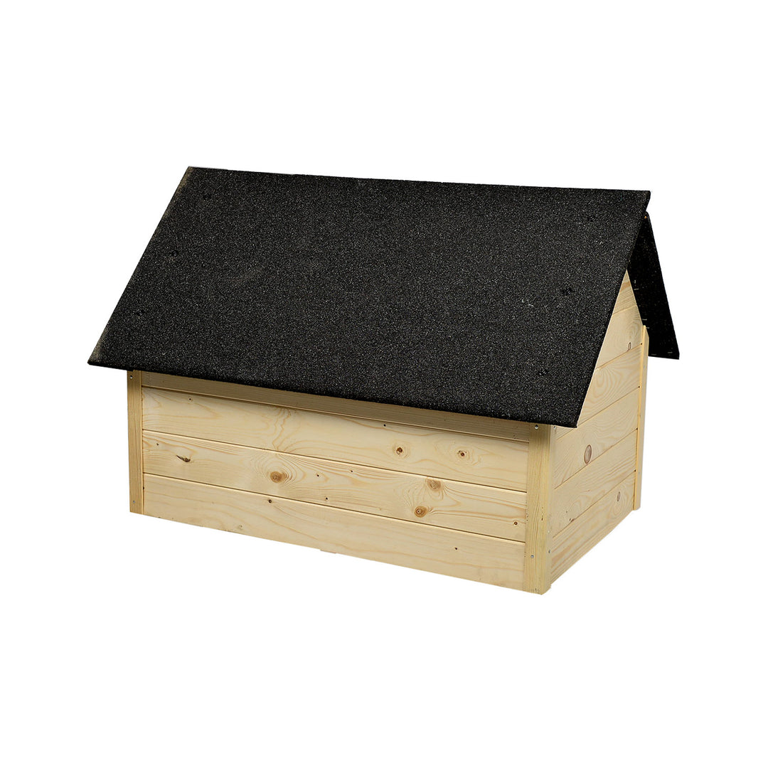 XL-Hundehütte Woodok, isoliert, Holz, groß XL, Selbstmontage und Anstrich, imprägnierte Eiche gebleicht, für Hunde bis 20kg