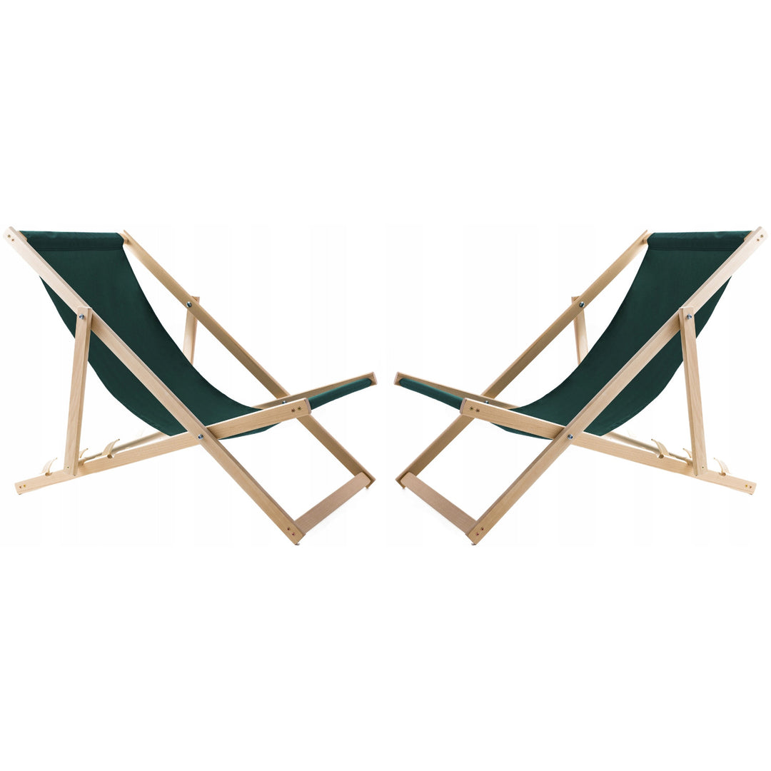 Set aus 2 Liegestühlen, grün + Couchtisch aus Holz Woodok