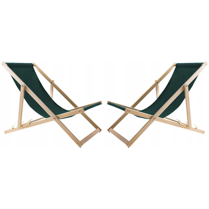 Set aus 2 Liegestühlen, grün + Couchtisch aus Holz Woodok