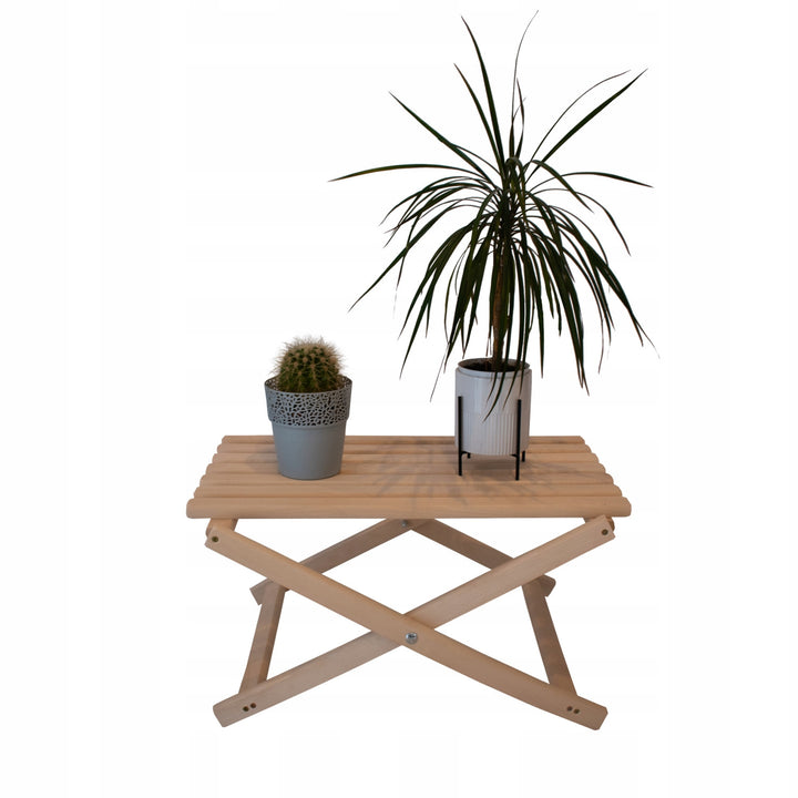 2er Set  2x Liegestühlen, rot gestreift + Couchtisch aus Holz Woodok