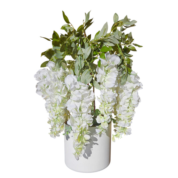 Damich künstliche Wisteria Glyzinie, 3-stielige Blüten, 9 Blütenstände, 9pwb