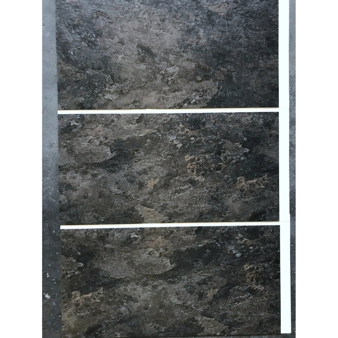 Fliesana selbstklebende Wand- und Bodenfliesen, 3er-Set, wasserfest, Natursteindesign (Schiefer)