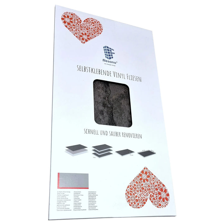 Fliesana selbstklebende Wand- und Bodenfliesen, 3er-Set, wasserfest, Natursteindesign (Schiefer)