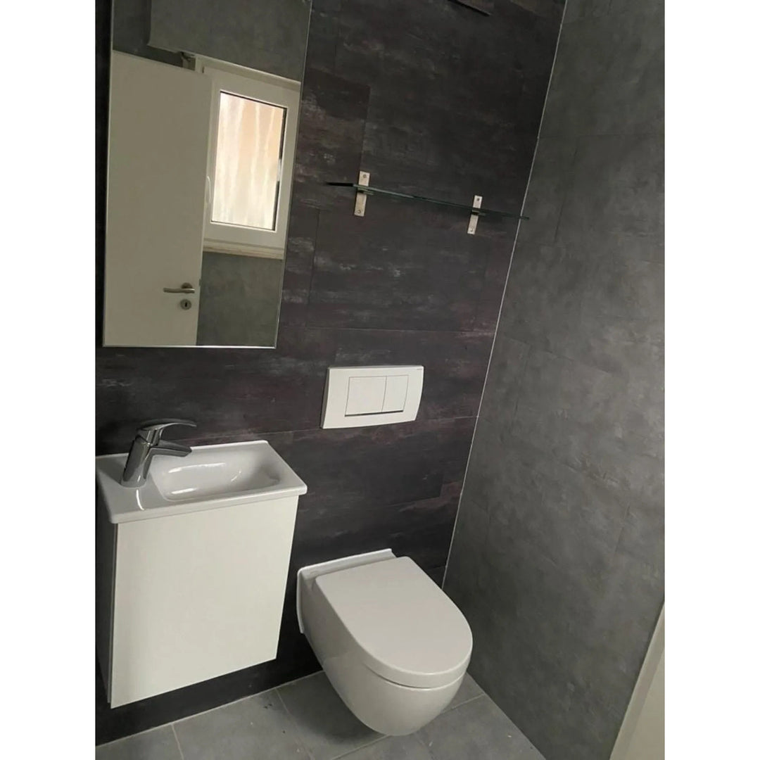Fliesana selbstklebende Wand- und Bodenfliesen, 3er-Set, wasserfest, Natursteindesign, Farbe schwarz