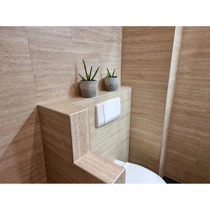 Fliesana selbstklebende Wand- und Bodenfliesen, 3er-Set, wasserfest, Natursteindesign