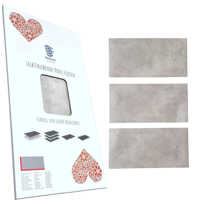 Fliesana selbstklebende Wand- und Bodenfliesen, 3er-Set, wasserfest, Natursteindesign KAIMAUER