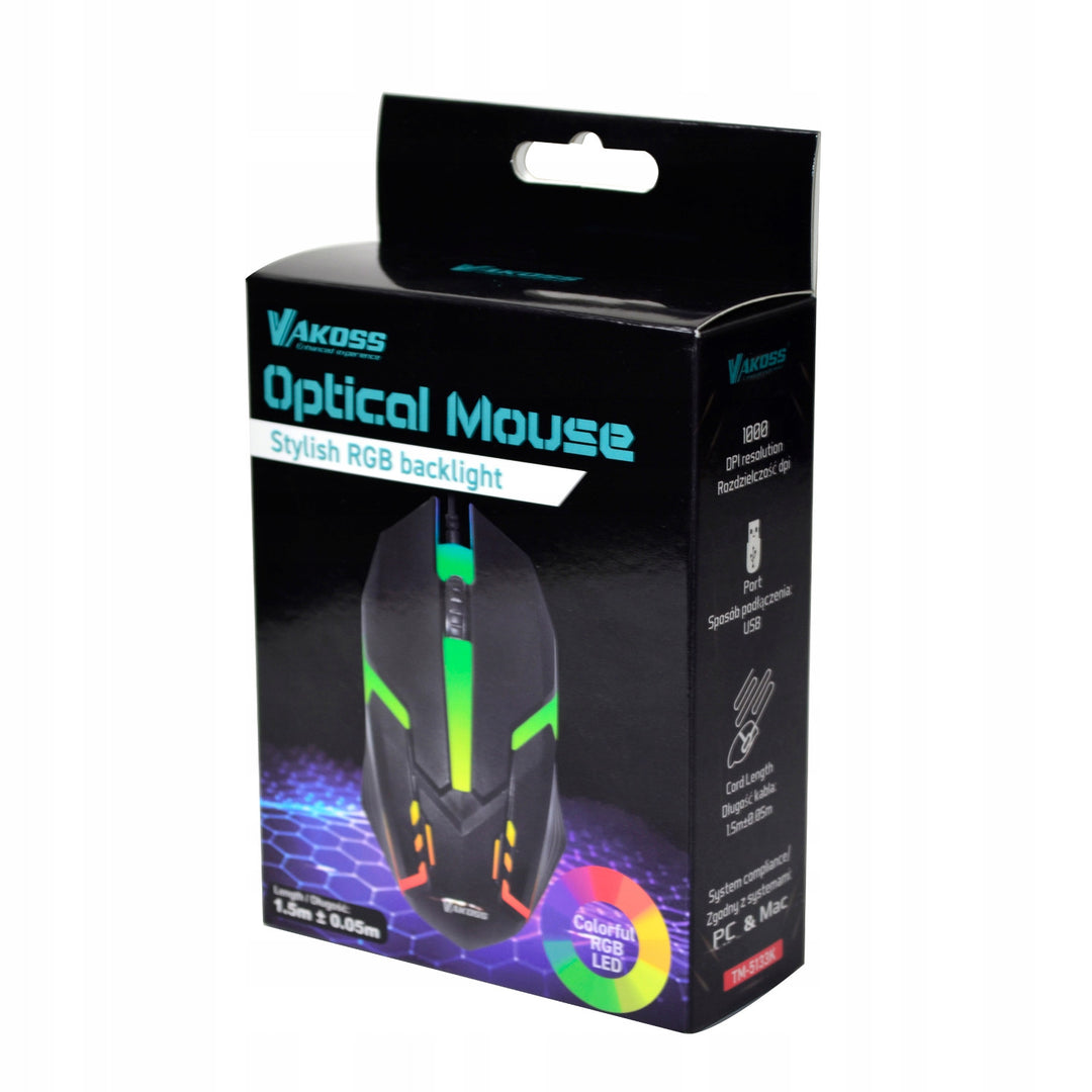 Vakoss Gaming-Maus, RGB-hintergrundbeleuchtet, 1000dpi, TM-5133K