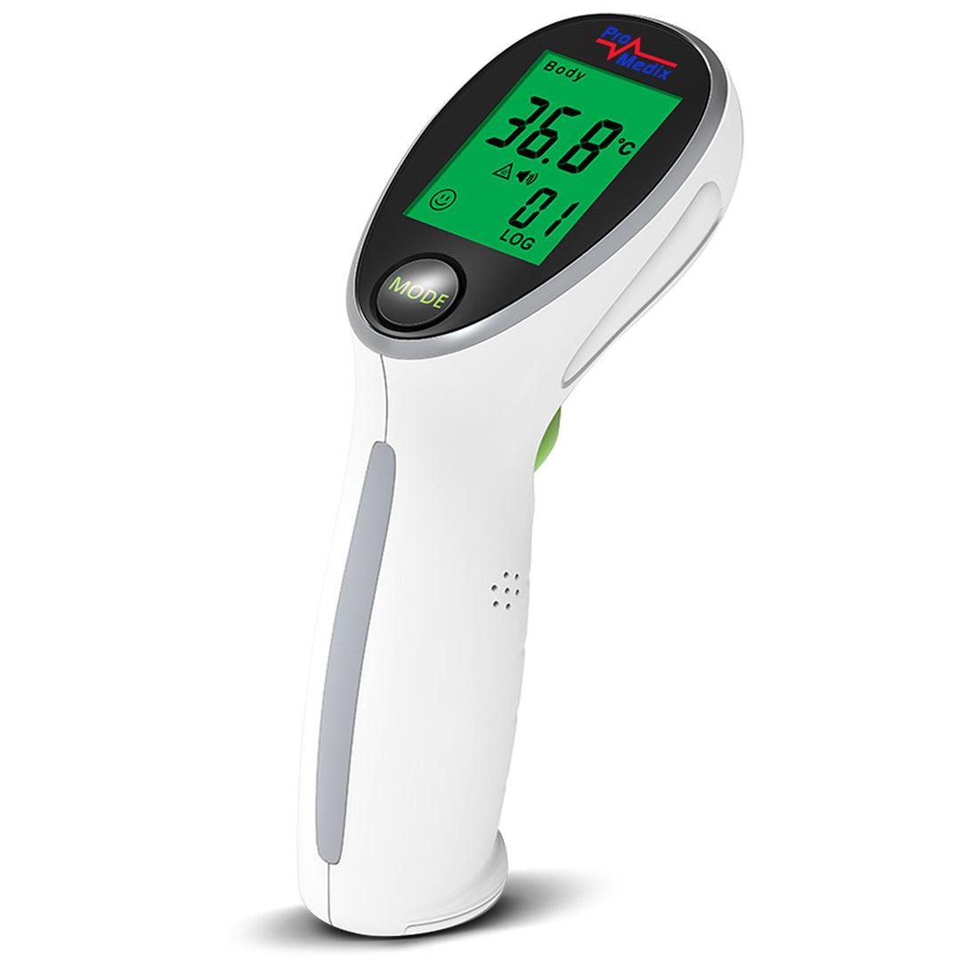 Promedix Katze Inhalator für Kinder, Set Vernebler, Masken, Filter, PR-816 + Promedix PR-960 Infrarot berührungsloses medizinisches Thermometer