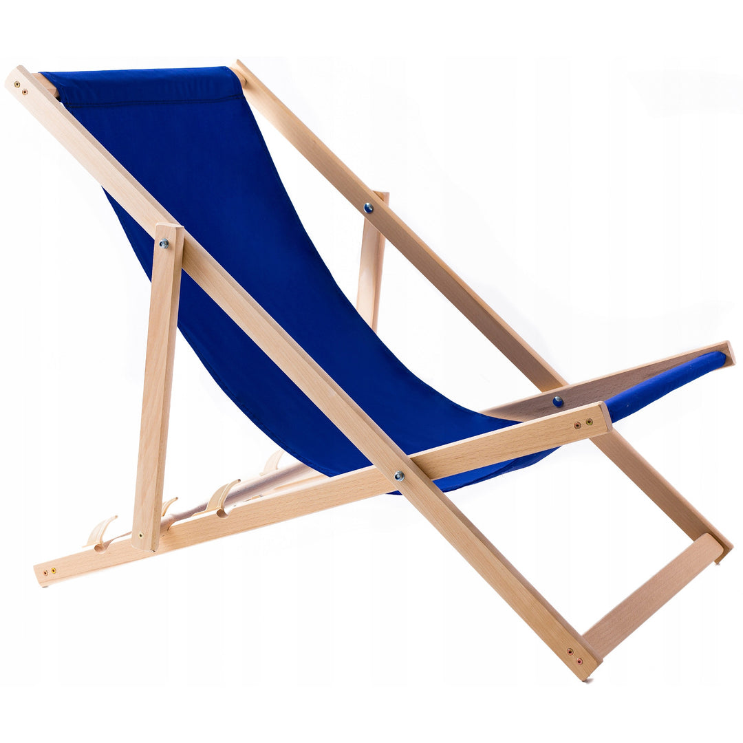 Set aus vier Liegestühlen aus Buchenholz blau, Woodok, montiert