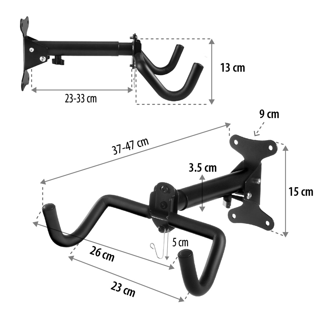 Maclean Fahrrad-Wandhalterung, horizontal, Stahl, max. Belastung 30kg, MC-484, 2 Stück