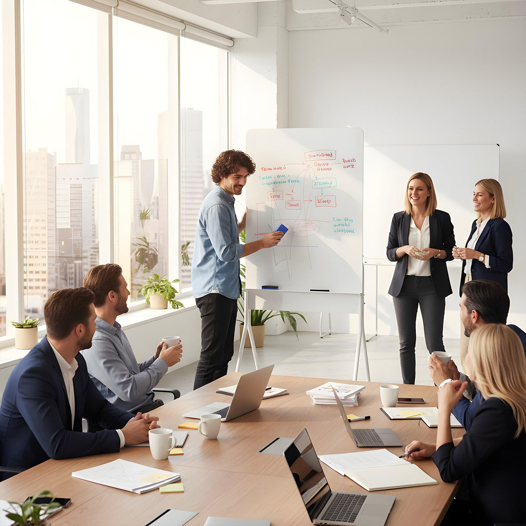 Ergo Office mobile Schreibtafel, vertikale Ausrichtung, weiß, einseitig, mit Ablage, Tafelgröße 1190x790mm, ER-305