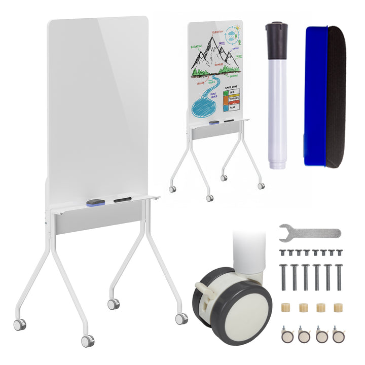 Ergo Office mobile Schreibtafel, vertikale Ausrichtung, weiß, einseitig, mit Ablage, Tafelgröße 1190x790mm, ER-305