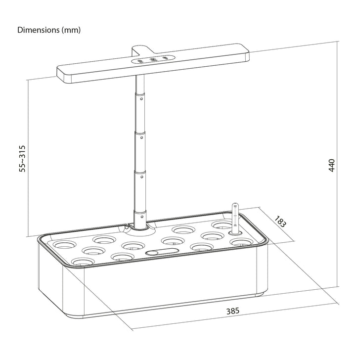 GreenBlue Intelligentes Indoor-Pflanzenaufzuchtsystem, SMART-Topf, 4L Fassungsvermögen, für 12 Pflanzen, Vollspektrum-LEDs, GB133