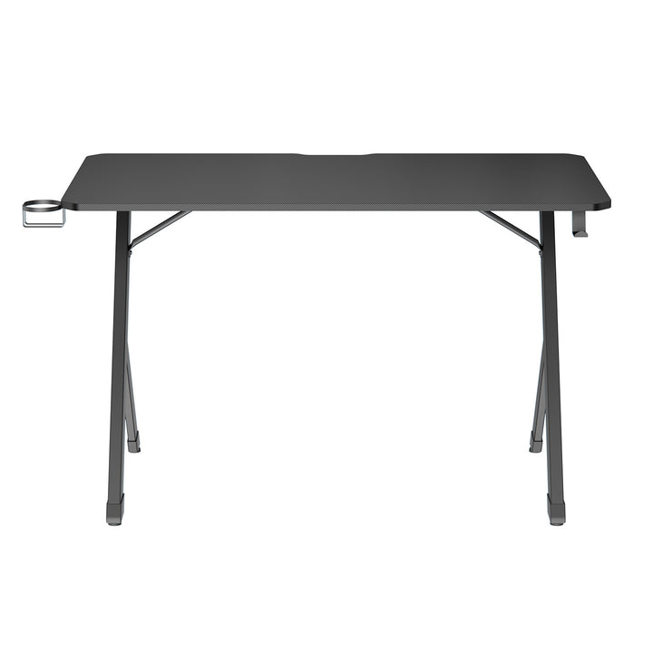 NanoRS Gaming-Tisch, schwarz, mit Kopfhörer- und Becherhalter, max. 75kg, Abmessungen 1200x600x750mm, RS101