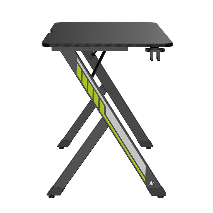 NanoRS Gaming-Tisch, schwarz, mit Kopfhörer- und Becherhalter, max. 75kg, Abmessungen 1200x600x750mm, RS101