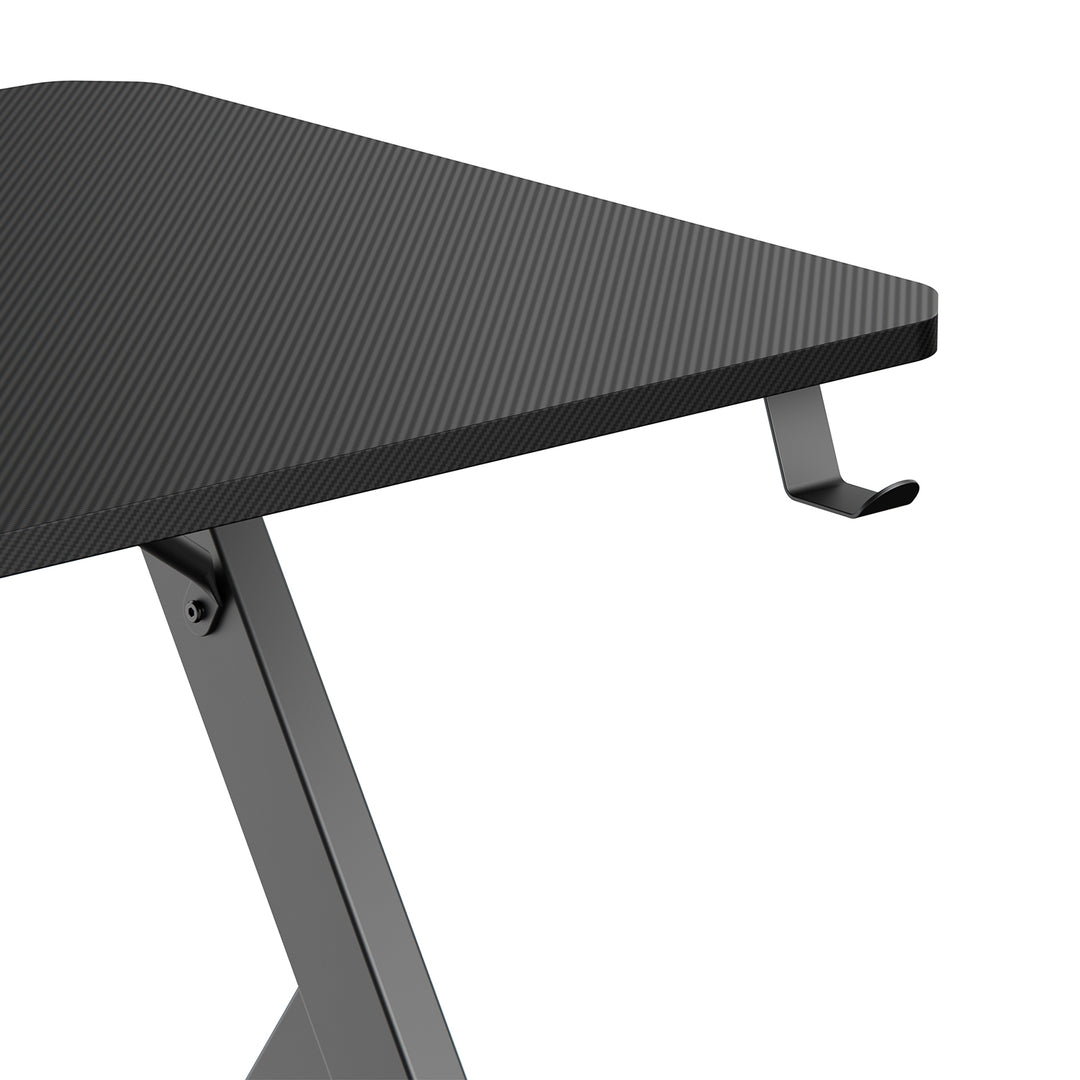 NanoRS Gaming-Tisch, schwarz, mit Kopfhörer- und Becherhalter, max. 75kg, Abmessungen 1200x600x750mm, RS101