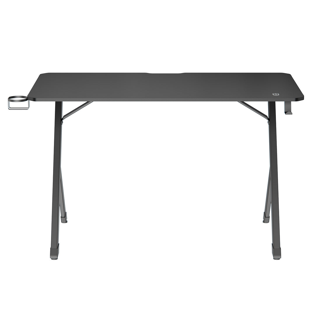 NanoRS Gaming-Tisch, schwarz, mit Kopfhörer- und Becherhalter, RGB-Hintergrundbeleuchtung, max. 75kg, Abmessungen 1200x600x750mm, RS102