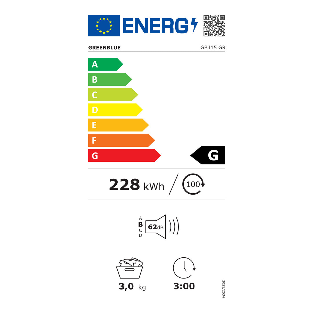 GreenBlue elektrischer Wäschetrockner, 3 kg Fassungsvermögen, GB415 GR