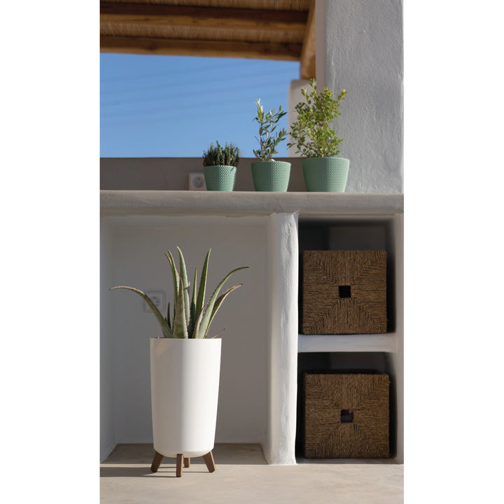 Prosperplast Blumentopf, Durchmesser 195mm, Höhe 365mm, auf Beinen, weiß, Gracia Tubus Slim
