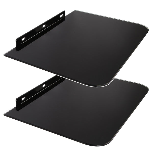 Wandregal aus gehärtetem Sicherheitsglas und Aluminium, Belastbarkeit bis 10 kg , Wandmontage für HiFi-Anlagen, Konsolen und DVD-Player