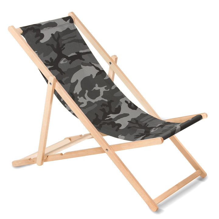 GreenBlue GB183 Liegestuhl aus Buchenholz camo grau, 4 Stück