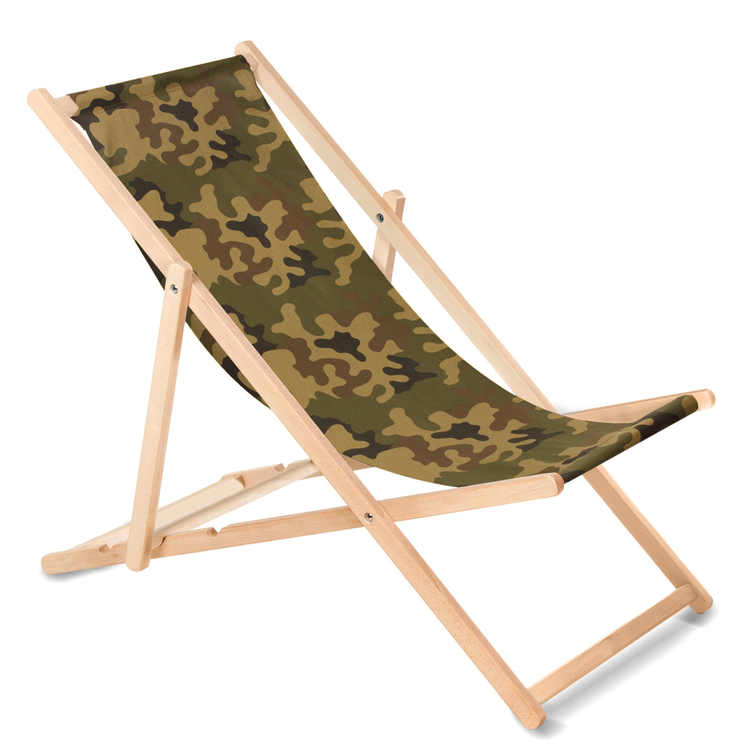 GreenBlue GB183 Liegestuhl aus Buchenholz camo grün, 4 Stück