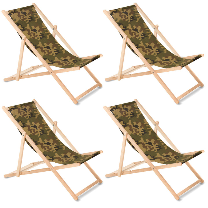GreenBlue GB183 Liegestuhl aus Buchenholz camo grün, 4 Stück