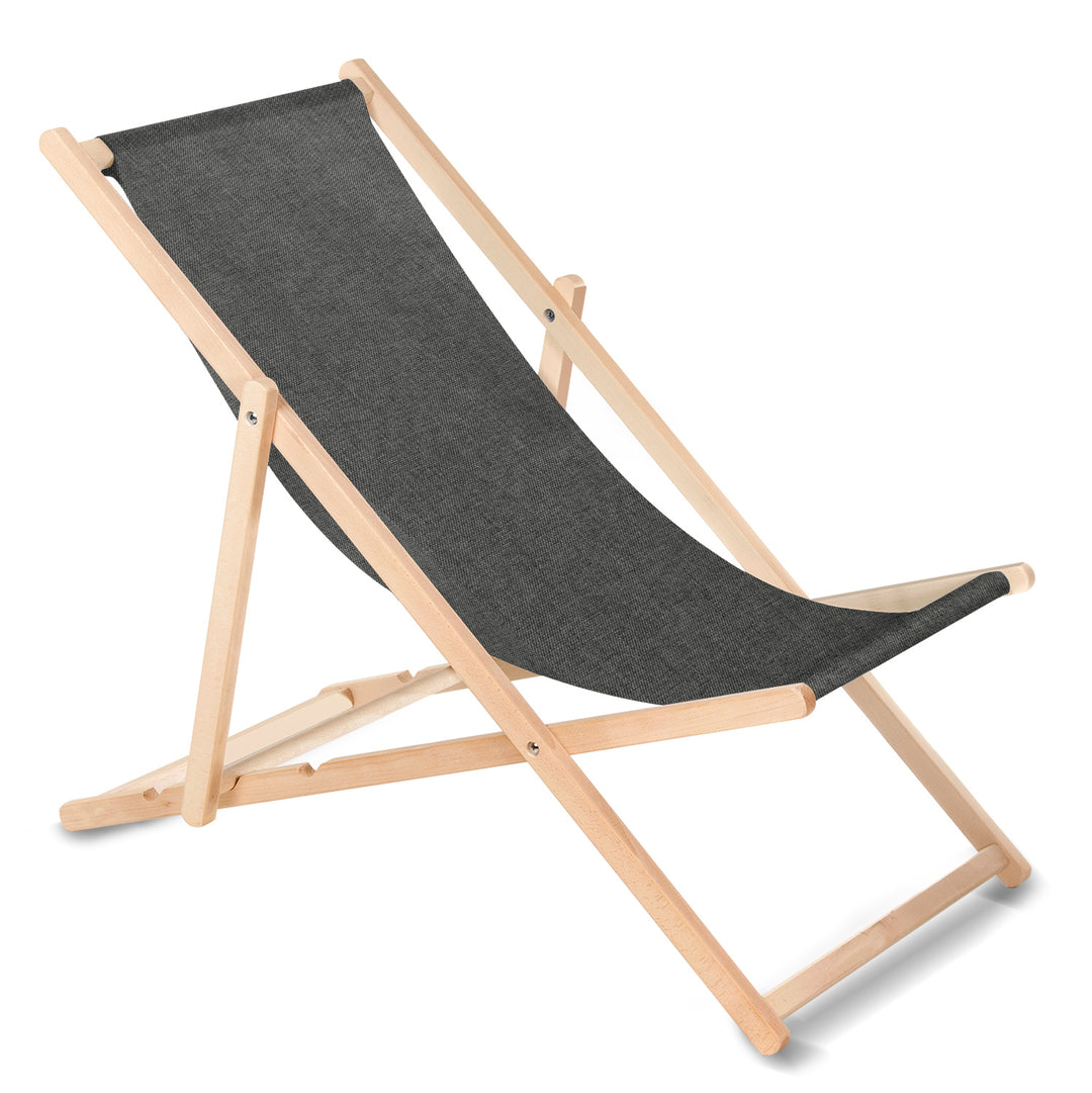 GreenBlue GB183M Liegestuhl aus Buchenholz melange schwarz, 4 Stück