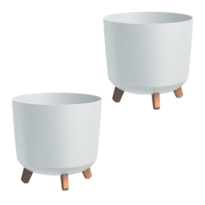 Prosperplast Blumentopf mit Füßen, Bewässerungseinsatz, Höhe 28,5cm, weiß, Gracia Tubus, 2er Set