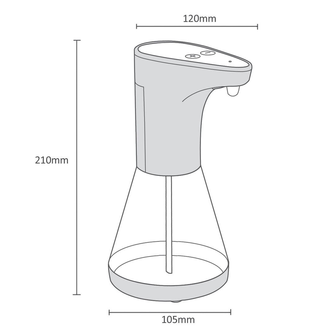 Promedix automatischer Seifenspender, Spenderbehälter für Flüssigseifen, Desinfektionsflüssigkeiten, 480ml, 4xAA PR-530 + 4x Varta Industrial LR6/AA R-06 Batterien