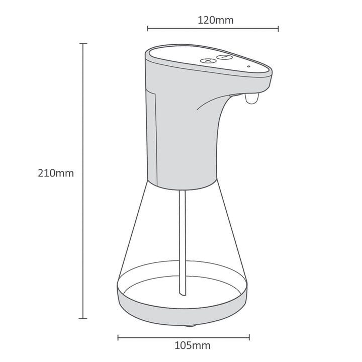 Promedix automatischer Seifenspender, Spenderbehälter für Flüssigseifen, Desinfektionsflüssigkeiten, 480ml, 4xAA PR-530 + 4x Varta Industrial LR6/AA R-06 Batterien