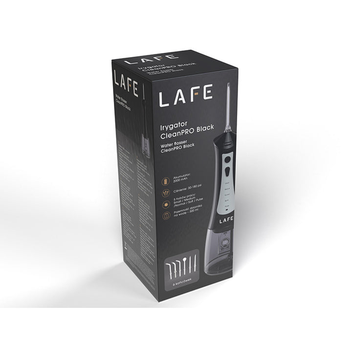 LAFE Munddusche, 5 Modi, 6 Spitzen, schwarz, CleanPRO